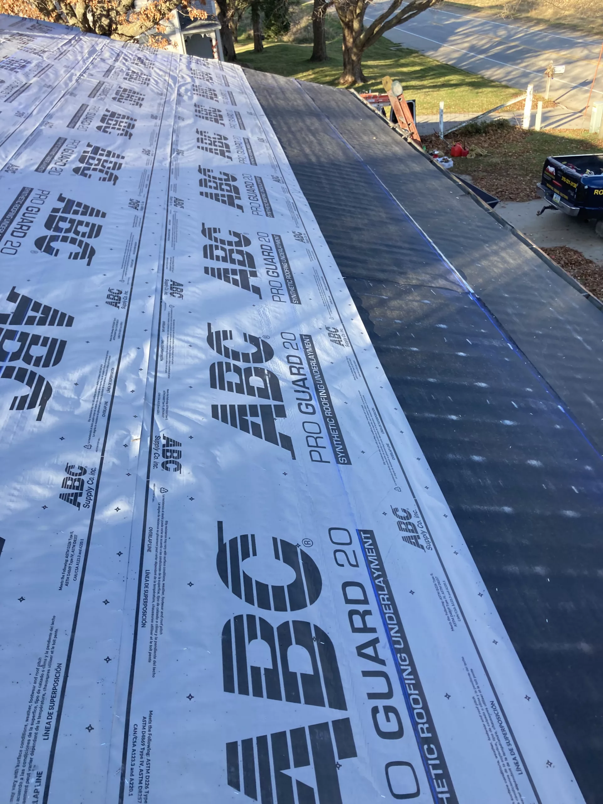 Old roof removed and Pro Guard on the roof in Springdale, Iowa