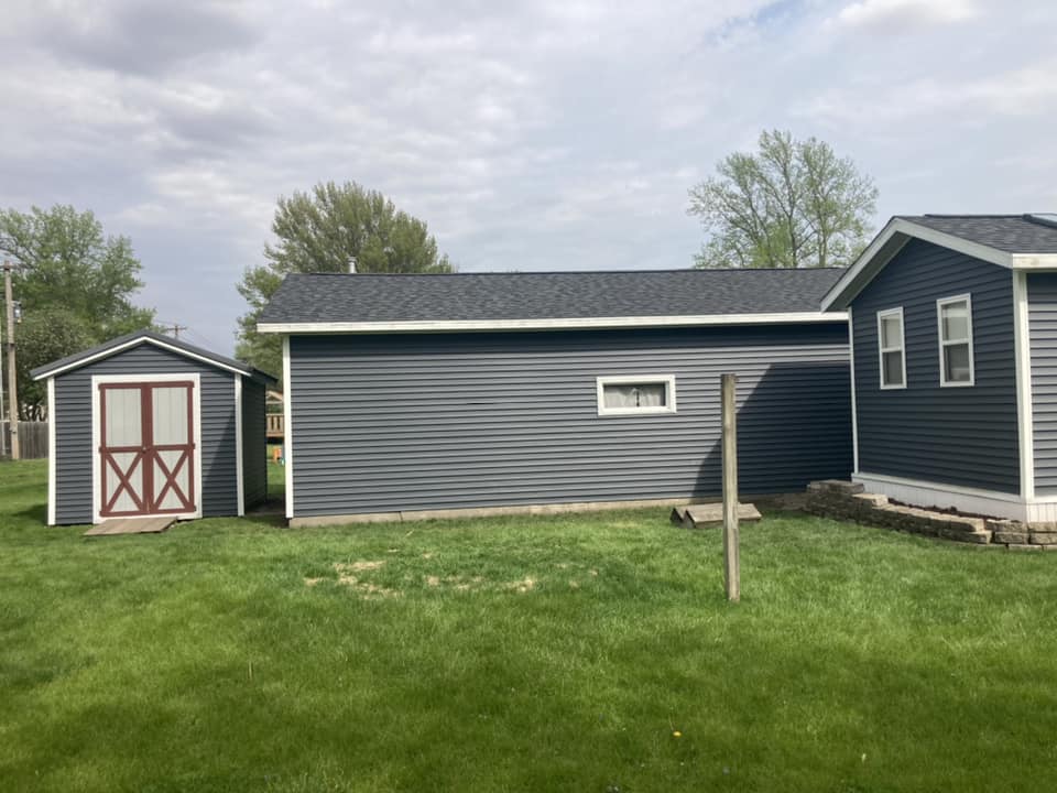 Matching vinyl siding all of the buildings in Durant, Iowa