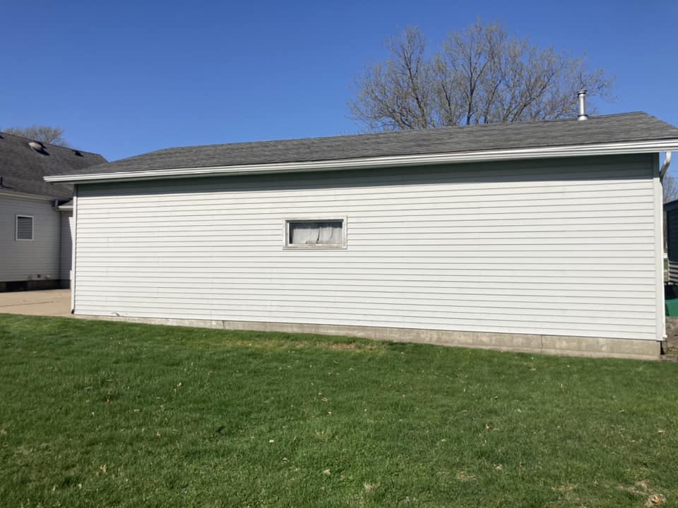 Original siding on a garage in Durant, Iowa
