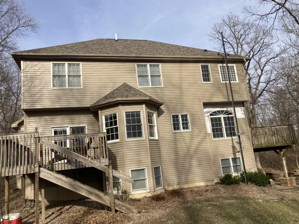 New siding on the back of a home in Tipton, Iowa