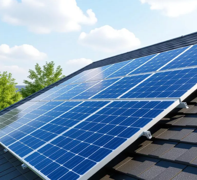 solar panels on a shingle roof