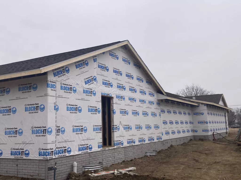 Back of the Duplex showing the new roof in Tipton, Iowa