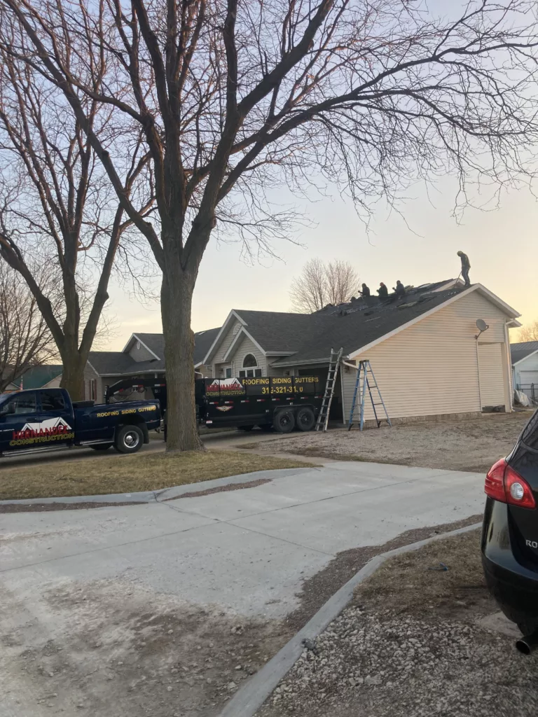 Finishing the roof in Tipton, Iowa