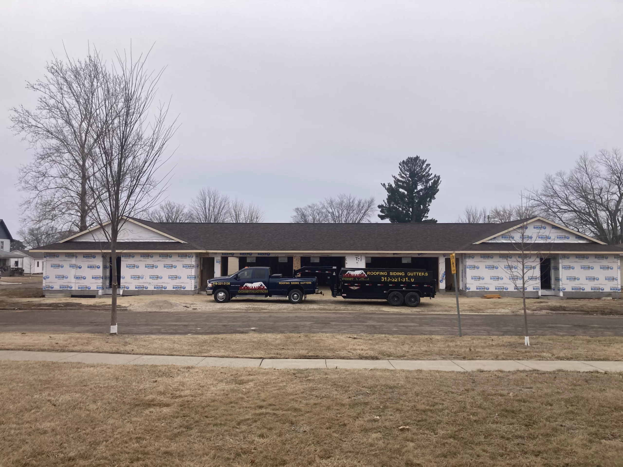 New roof on a newly constructed duplex in Tipton, Iowa